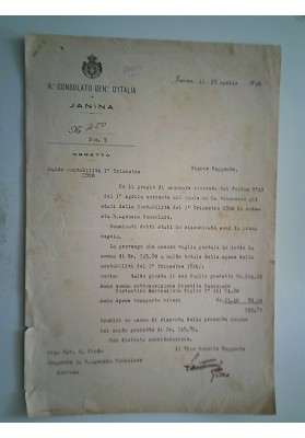 CONSOLATO GENERALE D'ITALIA DI JANINA Oggetto Contabilità 19 Aprile 1920