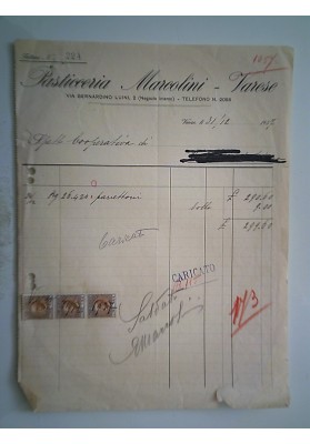 PASTICCERIA MARCOLINI Varese 31 Dicembre 1937