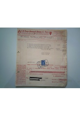 S.A. PRODOTTI ALIMENTARI G. ARRIGONI & C. TRIESTE 29 Settembre 1935