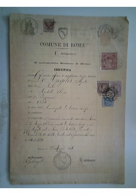 COMUNE DI ROMA Certificato Stato di Famiglia  22 Maggio 1916