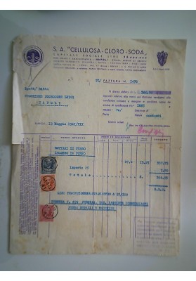 S.A. CELLULOSA CLORO - SODA NAPOLI 19 Maggio 1941