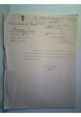 GOVERNATORATO DI ROMA Direzione delle Imposte di Consumo 1 Luglio 1930 Anno VII
