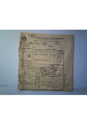 MINISTERO DELLE COMUNICAZIONI FERROVIE DELLO STATO BOLLETTINO DI CONSEGNA 1940