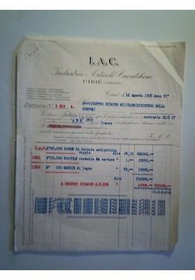 I.A.C. Industria Articoli Caoutchouc CIRIE' ( Torino ) 16 Agosto 1928 Anno V