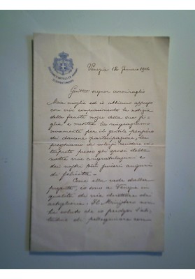 DIREZIONE D'ARTIGLIERIA ARMATA 3° DIPARTIMENTO Venezia 12 Gennaio 1906