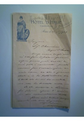HOTEL D'ITALIE Roma 16 Maggio 1909