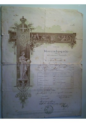 COMUNE DI ROCCADASPIDE Scuola Elementare Femminile CERTIFICATO DI MATURITA' 7 Agosto 1907