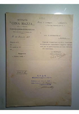ISTITUTO GINA MAZZA  Roma 2 Maggio 1930 - VIII