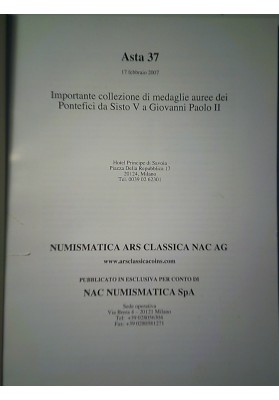 ASTA 37 Importante collezione di medaglie auree dei Pontefici da Sisto V a Giovanni Paolo II