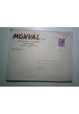Busta Viaggiata "MONVAL CIOCCOLATO - CARAMEMME BOLOGNA" 1963