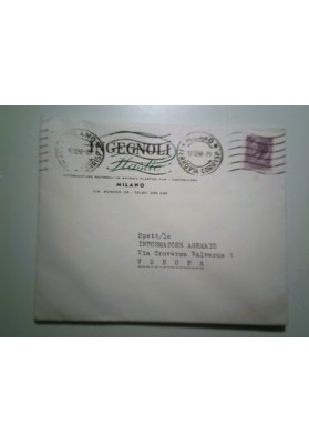 Busta Viaggiata "INGEGNOLI Plastic" 1958