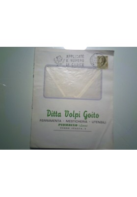 Busta Viaggiata "Ditta Volpi Goito FERRAMENTA MESTICHERIA  - UTENSILI PIOMBINO" 1968