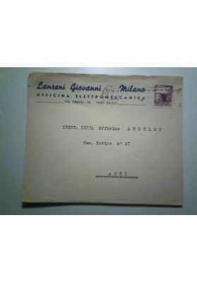 Busta Viaggiata "Lanzeni Giovanni Milano OFFICINA ELETTROMECCANICA" 1951