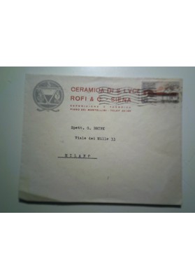 Busta Viaggiata "CERAMICA DI S. LUCIA ROFI & C. SIENA" 1960