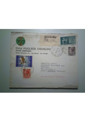 Busta Viaggiata "Ditta OSVALDO PUGLIESE CUCINE COMPONIBILI PECCIOLI ( PI )" 1974