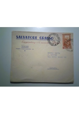 Busta Viaggiata "SALVATORE GRASSO Rappresentanze - Concessionario Depositi SIRACUSA" 1952