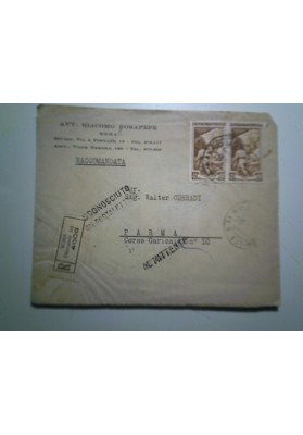 Busta Viaggiata "AVV. GIACOMO ROSAPEPE ROMA" con lettera 1954