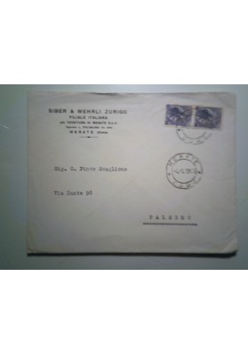 Busta Viaggiata "SIBER & WEHRLI ZURIGO FILIALE ITALIANA MERATE ( Como )" 1963