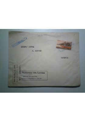 Busta Viaggiata "Banca Nazionale del Lavoro FILIALE DI CATANIA" 1955