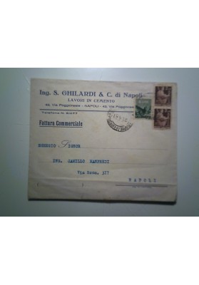 Busta Viaggiata "Ing. S. GHILARDI & C. di Napoli LAVORI IN CEMENTO" 1951