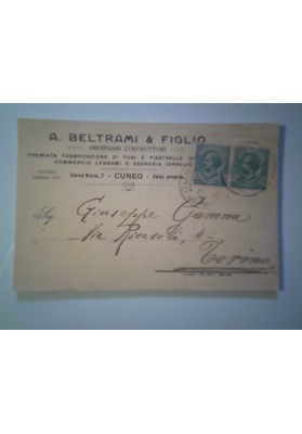 copy of Cartolina "A. BELTRAMI & FIGLIO IMPRESARI COSTRUTTORI - CUNEO" 1919