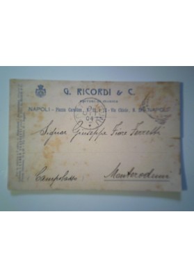Cartolina "G. RICORDI & C. Editori di Musica - NAPOLI" 1914