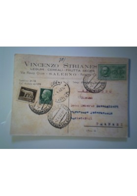Cartolina "VINCENZO STRIANESE LEGUMI - FRUTTA SECCA SALERNO" 1942