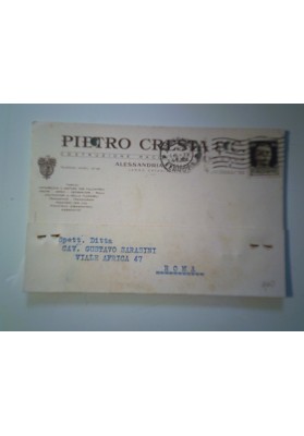Cartolina "PIETRO CRESTA COSTRUZIONI MACCHINE AGRICOLE -  ALESSANDRIA" 1941