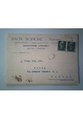 Cartolina "PAON SCIPIONE Verona MACCHINE - UTENSILI - ACCIAI - CINGHIE" 1936