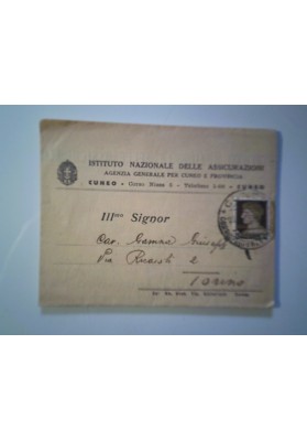Piego "ISTITUTO NAZIONALE DELLE ASSICURAZIONI - CUNEO" 1935