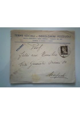 Busta Viaggiata "TERME SOCIALI - GEROLOMINI POZZUOLI" 1939