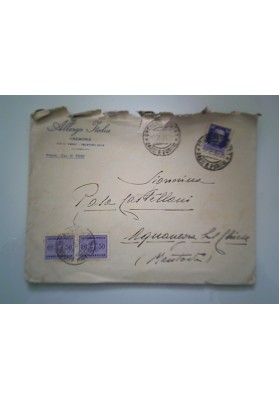 Busta Viaggiata "Albergo Italia CREMONA" Segnatasse 1935