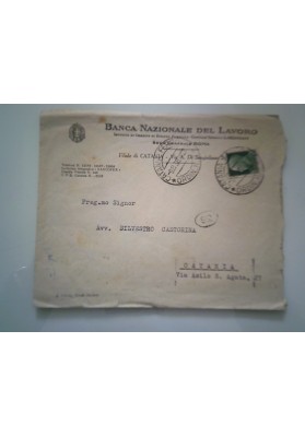 Busta Viaggiata "BANCA NAZIONALE DEL LAVORO Filiale di CATANIA" 1938