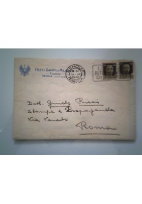 Busta Viaggiata "Hotel Savoy et Majestic Fioroni Genova" 1938