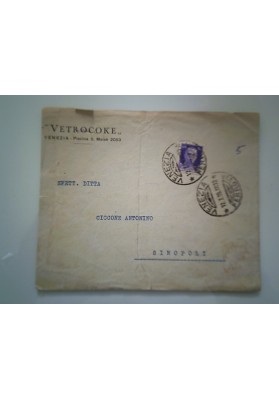 Busta Viaggiata "VETROCOKE VENEZIA" 1939