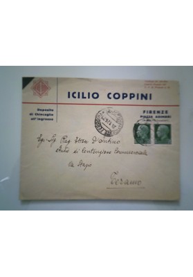 Busta Viaggiata "ICILIO COPPINI Deposito di Chincaglie all'Ingrosso FIRENZE" 1936