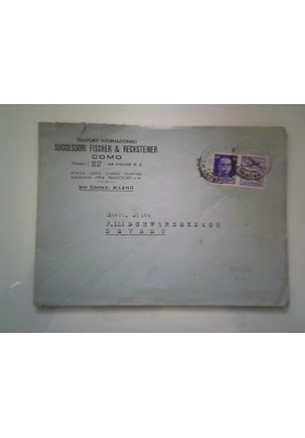 Busta Viaggiata "TRASPORTI INTERNAZIONALI SUCCESSORI FISCHER & RECHSTEINER COMO" 1944