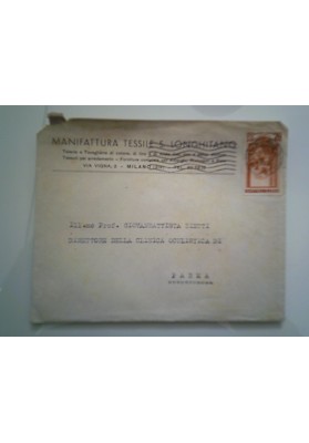 Busta Viaggiata "MANIFATTURA TESSILE S. LONGHITANO MILANO" 1952