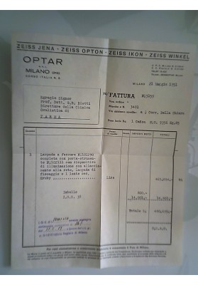 Busta Viaggiata "OPTAR MILANO" 1951