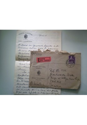 Busta Viaggiata Espresso "HOPITAL CANTONAL GENEVE CLINIQUE OPHTALMOLOGIQUE" 1952
