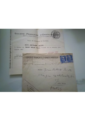 Busta Viaggiata "SOCIETE' FRANCAISE DE 'OPHTALMOLOGIE" 1952