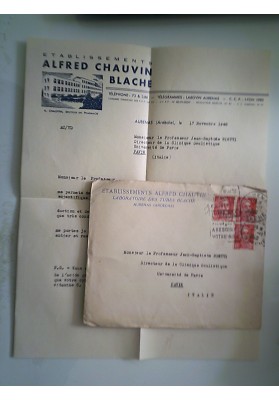 Busta Viaggiata "ESTABLISSMENTS ALFRED CHAUVIN - AUBENAS" 1948