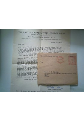 Busta Viaggiata "THE BRITISH BROADCASTING CORPORATION - LONDON" 1952