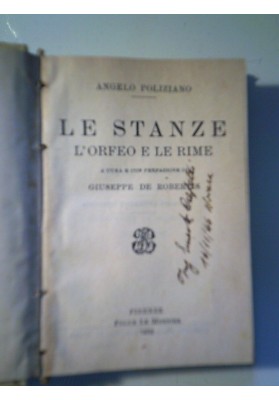 LE STANZE L 'ORFEO LE RIME