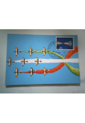 CARTOLINA  50° AERONAUTICA MILITARE ITALIANA "FORMAZIONE ACROBATICA FIAT C.R 32" 1973