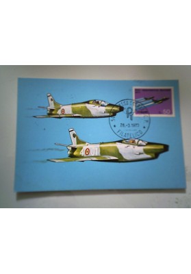 CARTOLINA  50° AERONAUTICA MILITARE ITALIANA "PATTUGLIA FIAT G. 91" 1973