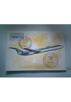 CARTOLINA FILIATELICA "DC - 9 DELL' ALITALIA IN VOLO" 1973