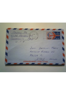 Aerogramma U.S.A  da Sacramento all'Italia 1964