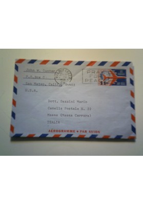 Aerogramma U.S.A  da S. Mateo, California per l'Italia 1968