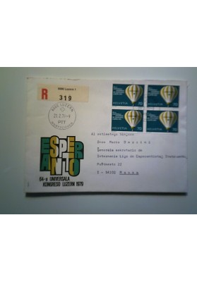 Busta Raccomandata SVIZZERA per l'Italia "ESPERANTO 64° CONGRESSO UNIVERSALE LUCERNA 1979"